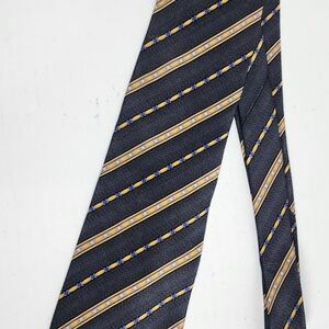 Faberge Navy Tie with Gold and Royal Blue Stripe Detailing
